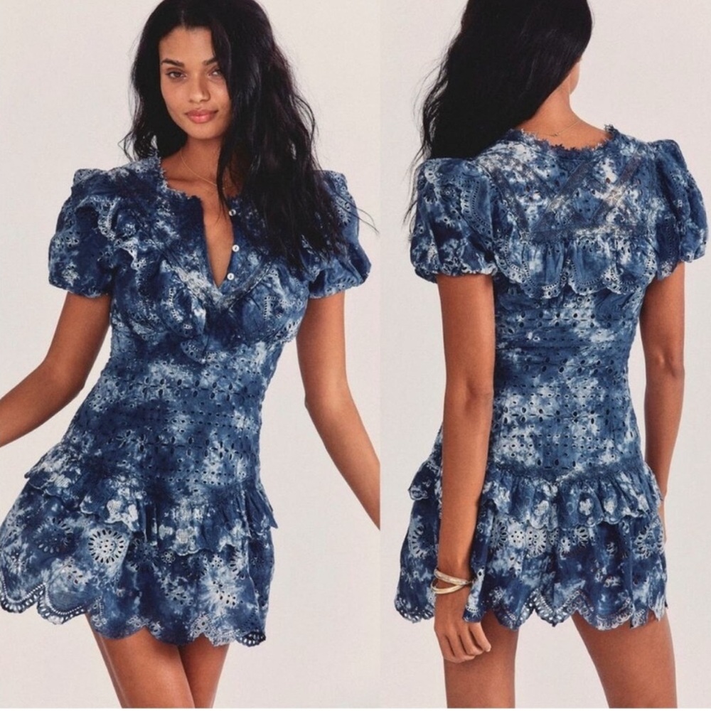 LoveShackFancy Navy Floral Mini Dress
